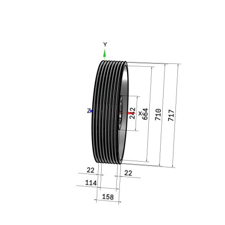 Poulie trapézoïdale SPB / B - 8 gorges - Ø710 mm - Moyeu amovible 4545 - Fonte