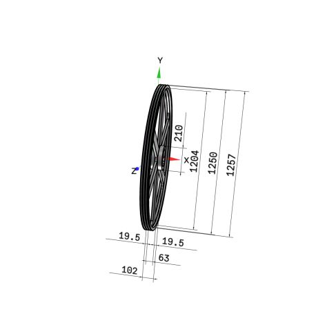 Poulie trapézoïdale SPB / B - 3 gorges - Ø1250 mm - Moyeu amovible 4040 - Fonte