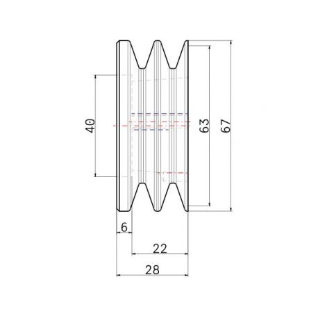 Poulie trapézoïdale SPZ / Z - 2 gorges - Ø63 mm - Moyeu amovible 1108 - Fonte
