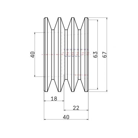 Poulie trapézoïdale SPZ / Z - 3 gorges - Ø63 mm - Moyeu amovible 1108 - Fonte