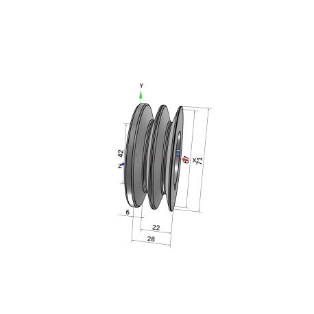 Poulie trapézoïdale SPZ / Z - 2 gorges - Ø67 mm - Moyeu amovible 1108 - Fonte