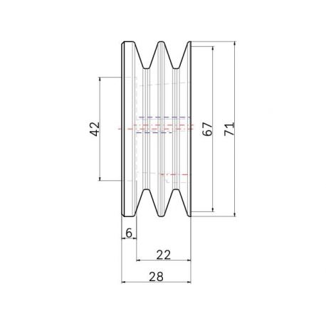 Poulie trapézoïdale SPZ / Z - 2 gorges - Ø67 mm - Moyeu amovible 1108 - Fonte