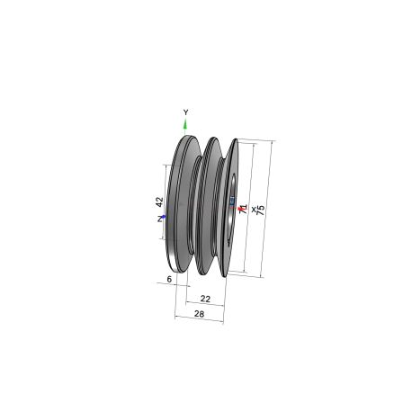 Poulie trapézoïdale SPZ / Z - 2 gorges - Ø71 mm - Moyeu amovible 1108 - Fonte