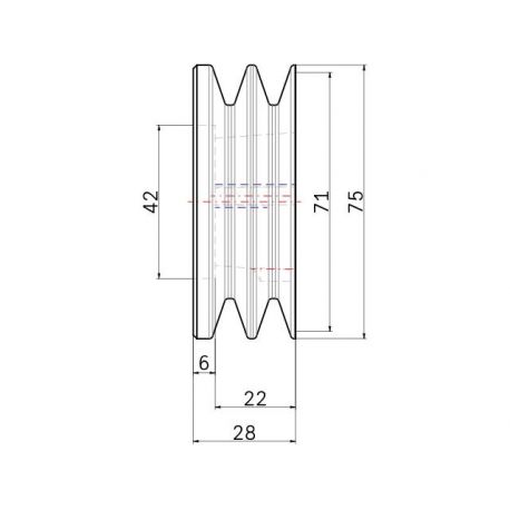 Poulie trapézoïdale SPZ / Z - 2 gorges - Ø71 mm - Moyeu amovible 1108 - Fonte