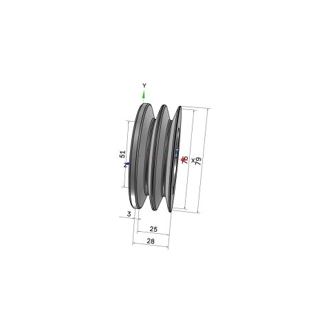 Poulie trapézoïdale SPZ / Z - 2 gorges - Ø75 mm - Moyeu amovible 1210 - Fonte