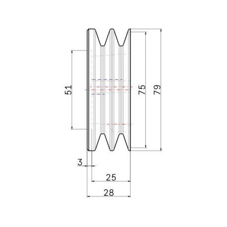 Poulie trapézoïdale SPZ / Z - 2 gorges - Ø75 mm - Moyeu amovible 1210 - Fonte