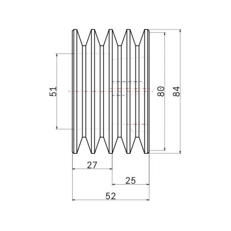 Poulie trapézoïdale SPZ / Z - 4 gorges - Ø80 mm - Moyeu amovible 1210 - Fonte