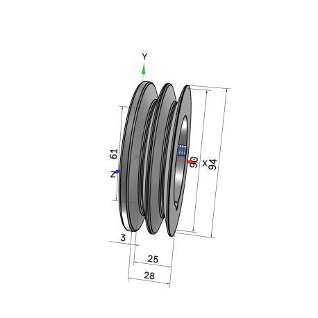Poulie trapézoïdale SPZ / Z - 2 gorges - Ø90 mm - Moyeu amovible 1610 - Fonte