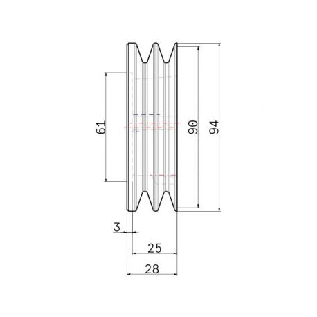 Poulie trapézoïdale SPZ / Z - 2 gorges - Ø90 mm - Moyeu amovible 1610 - Fonte