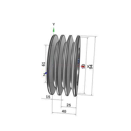 Poulie trapézoïdale SPZ / Z - 3 gorges - Ø90 mm - Moyeu amovible 1610 - Fonte