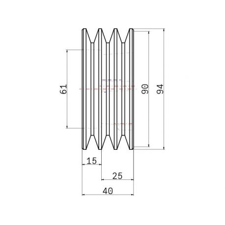 Poulie trapézoïdale SPZ / Z - 3 gorges - Ø90 mm - Moyeu amovible 1610 - Fonte