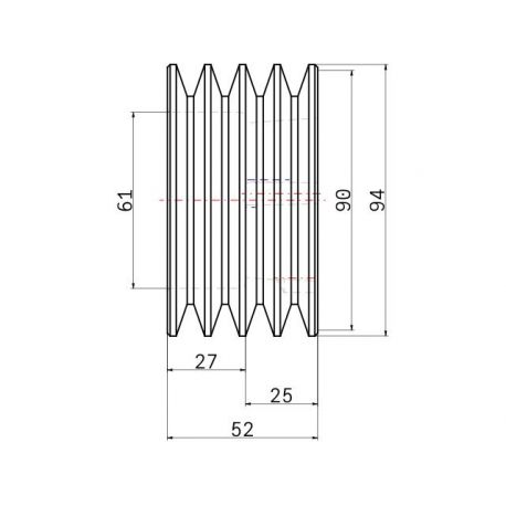 Poulie trapézoïdale SPZ / Z - 4 gorges - Ø90 mm - Moyeu amovible 1610 - Fonte