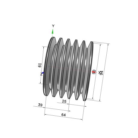 Poulie trapézoïdale SPZ / Z - 5 gorges - Ø90 mm - Moyeu amovible 1610 - Fonte
