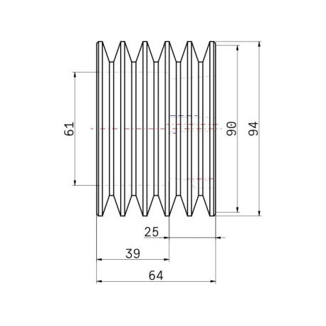 Poulie trapézoïdale SPZ / Z - 5 gorges - Ø90 mm - Moyeu amovible 1610 - Fonte