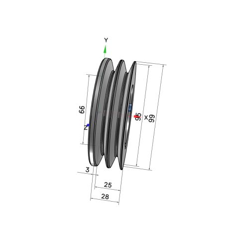 Poulie trapézoïdale SPZ / Z - 2 gorges - Ø95 mm - Moyeu amovible 1610 - Fonte