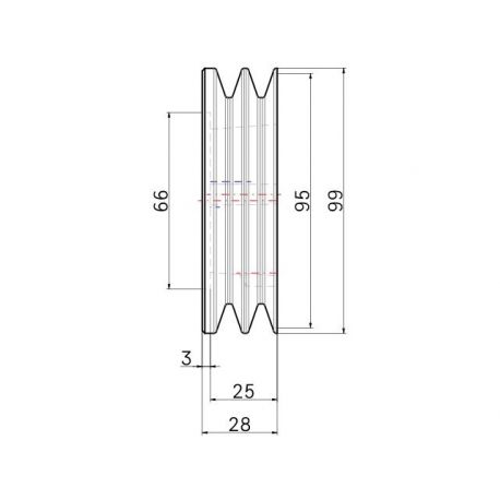 Poulie trapézoïdale SPZ / Z - 2 gorges - Ø95 mm - Moyeu amovible 1610 - Fonte