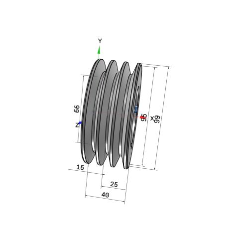 Poulie trapézoïdale SPZ / Z - 3 gorges - Ø95 mm - Moyeu amovible 1610 - Fonte