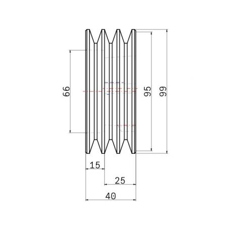 Poulie trapézoïdale SPZ / Z - 3 gorges - Ø95 mm - Moyeu amovible 1610 - Fonte