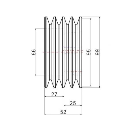 Poulie trapézoïdale SPZ / Z - 4 gorges - Ø95 mm - Moyeu amovible 1610 - Fonte