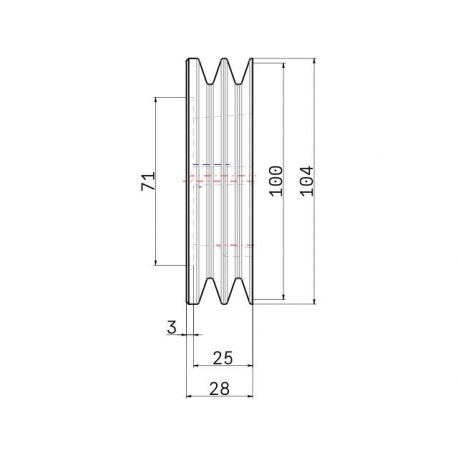 Poulie trapézoïdale SPZ / Z - 2 gorges - Ø100 mm - Moyeu amovible 1610 - Fonte