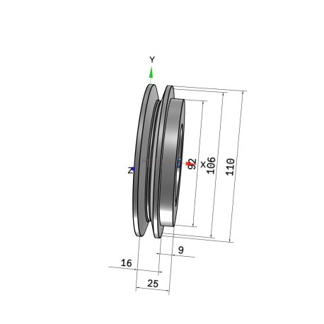 Poulie trapézoïdale SPZ / Z - 1 gorge - Ø106 mm - Moyeu amovible 1610 - Fonte