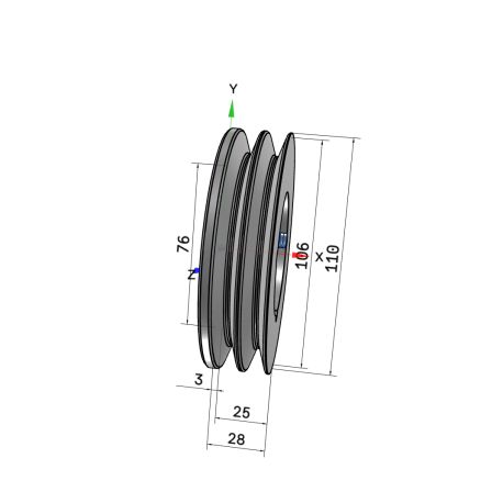 Poulie trapézoïdale SPZ / Z - 2 gorges - Ø106 mm - Moyeu amovible 1610 - Fonte