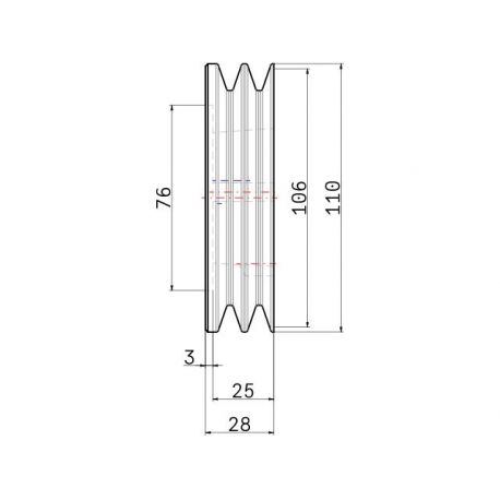 Poulie trapézoïdale SPZ / Z - 2 gorges - Ø106 mm - Moyeu amovible 1610 - Fonte