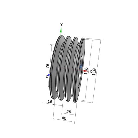 Poulie trapézoïdale SPZ / Z - 3 gorges - Ø106 mm - Moyeu amovible 1610 - Fonte