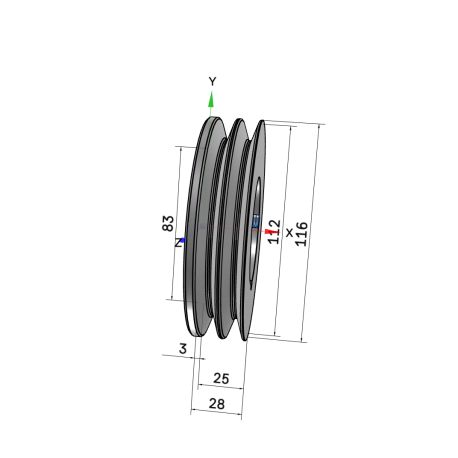 Poulie trapézoïdale SPZ / Z - 2 gorges - Ø112 mm - Moyeu amovible 1610 - Fonte