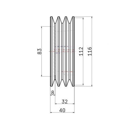 Poulie trapézoïdale SPZ / Z - 3 gorges - Ø112 mm - Moyeu amovible 2012 - Fonte