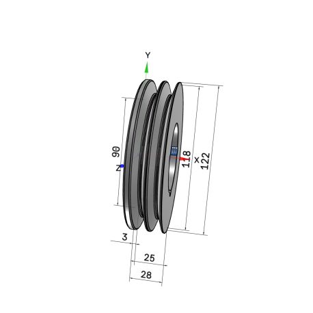 Poulie trapézoïdale SPZ / Z - 2 gorges - Ø118 mm - Moyeu amovible 1610 - Fonte