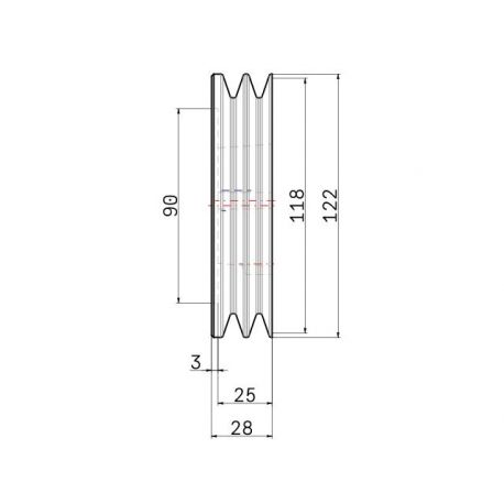 Poulie trapézoïdale SPZ / Z - 2 gorges - Ø118 mm - Moyeu amovible 1610 - Fonte