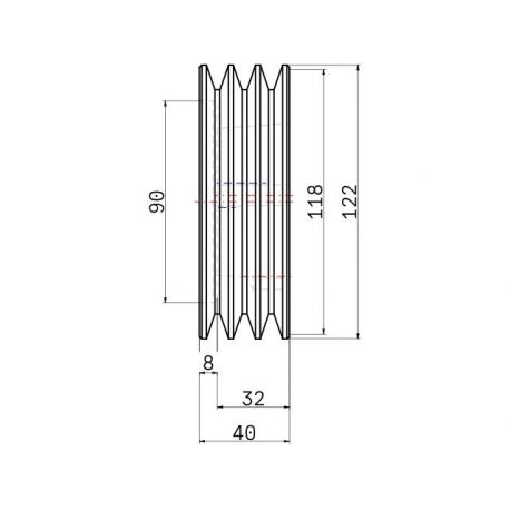 Poulie trapézoïdale SPZ / Z - 3 gorges - Ø118 mm - Moyeu amovible 2012 - Fonte