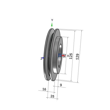 Poulie trapézoïdale SPZ / Z - 1 gorge - Ø125 mm - Moyeu amovible 1610 - Fonte