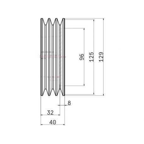 Poulie trapézoïdale SPZ / Z - 3 gorges - Ø125 mm - Moyeu amovible 2012 - Fonte