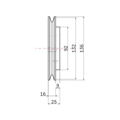 Poulie trapézoïdale SPZ / Z - 1 gorge - Ø132 mm - Moyeu amovible 1610 - Fonte