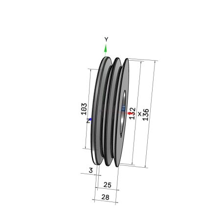 Poulie trapézoïdale SPZ / Z - 2 gorges - Ø132 mm - Moyeu amovible 1610 - Fonte