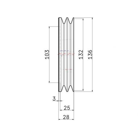 Poulie trapézoïdale SPZ / Z - 2 gorges - Ø132 mm - Moyeu amovible 1610 - Fonte