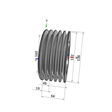 Poulie trapézoïdale SPZ / Z - 5 gorges - Ø132 mm - Moyeu amovible 2517 - Fonte