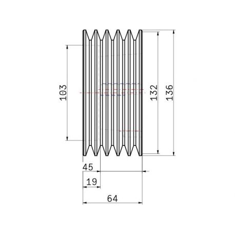 Poulie trapézoïdale SPZ / Z - 5 gorges - Ø132 mm - Moyeu amovible 2517 - Fonte