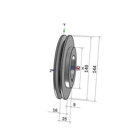 Poulie trapézoïdale SPZ / Z - 1 gorge - Ø140 mm - Moyeu amovible 1610 - Fonte