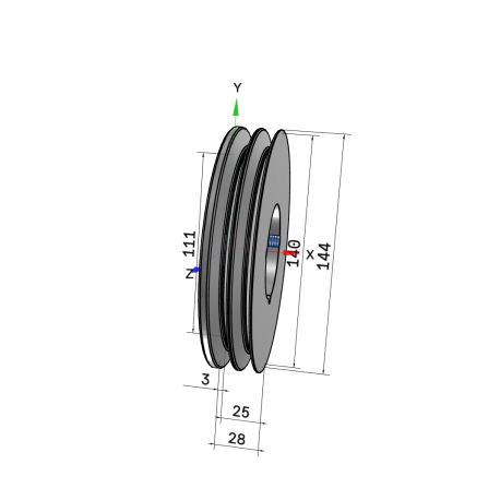 Poulie trapézoïdale SPZ / Z - 2 gorges - Ø140 mm - Moyeu amovible 1610 - Fonte