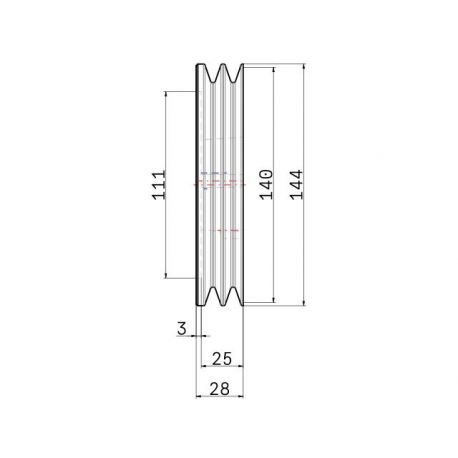 Poulie trapézoïdale SPZ / Z - 2 gorges - Ø140 mm - Moyeu amovible 1610 - Fonte