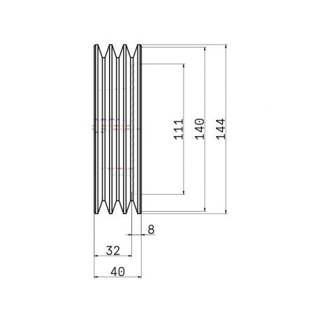 Poulie trapézoïdale SPZ / Z - 3 gorges - Ø140 mm - Moyeu amovible 2012 - Fonte