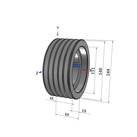 Poulie trapézoïdale SPZ / Z - 5 gorges - Ø140 mm - Moyeu amovible 2517 - Fonte