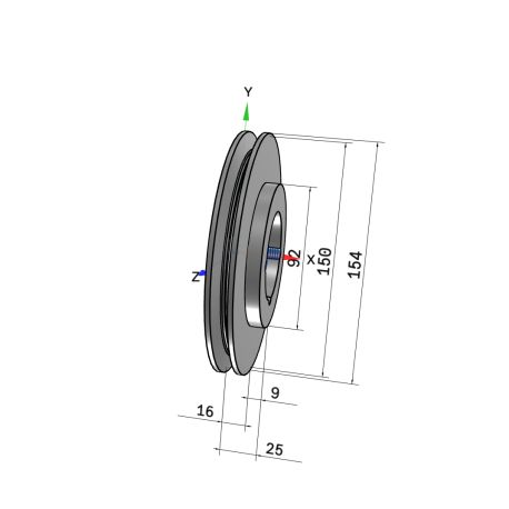 Poulie trapézoïdale SPZ / Z - 1 gorge - Ø150 mm - Moyeu amovible 1610 - Fonte