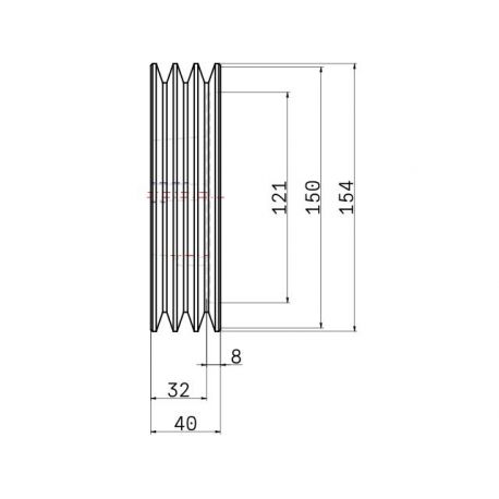 Poulie trapézoïdale SPZ / Z - 3 gorges - Ø150 mm - Moyeu amovible 2012 - Fonte