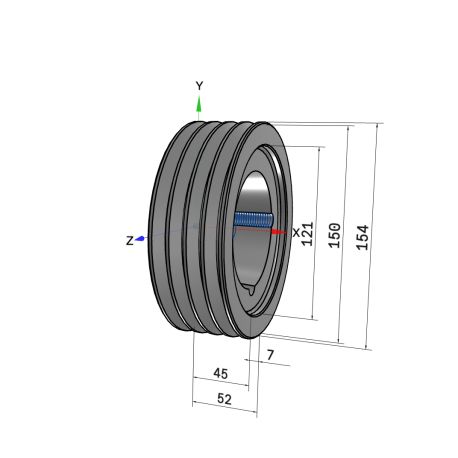 Poulie trapézoïdale SPZ / Z - 4 gorges - Ø150 mm - Moyeu amovible 2517 - Fonte