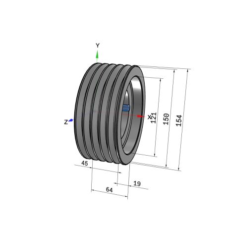 Poulie trapézoïdale SPZ / Z - 5 gorges - Ø150 mm - Moyeu amovible 2517 - Fonte