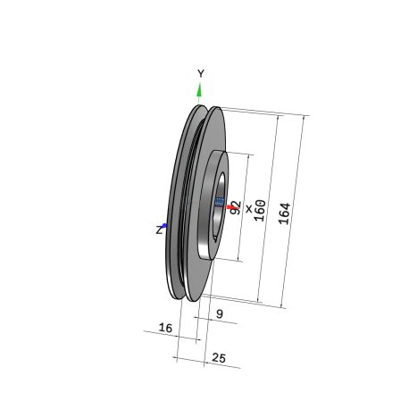 Poulie trapézoïdale SPZ / Z - 1 gorge - Ø160 mm - Moyeu amovible 1610 - Fonte